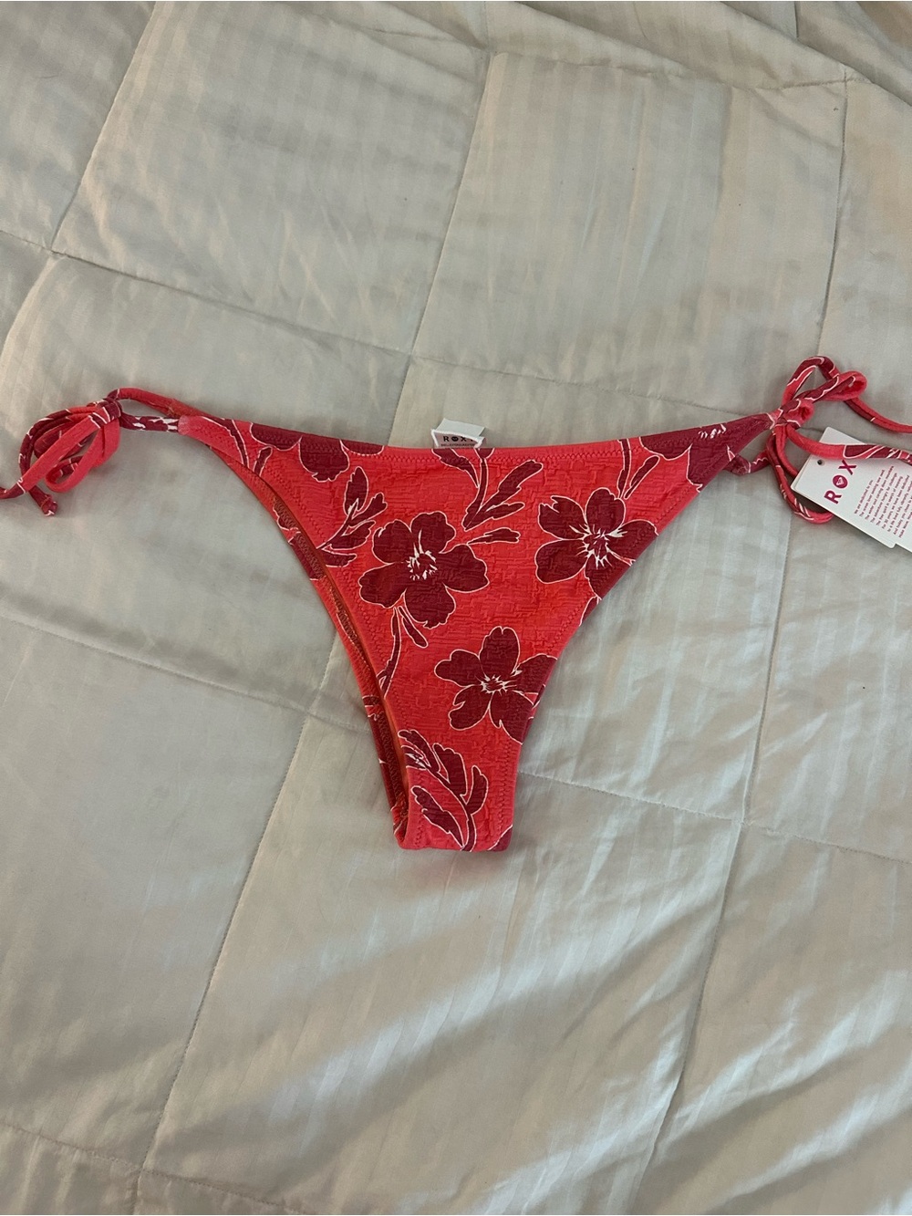 Roxy Red Floral Tie-Side Bikini Bottom